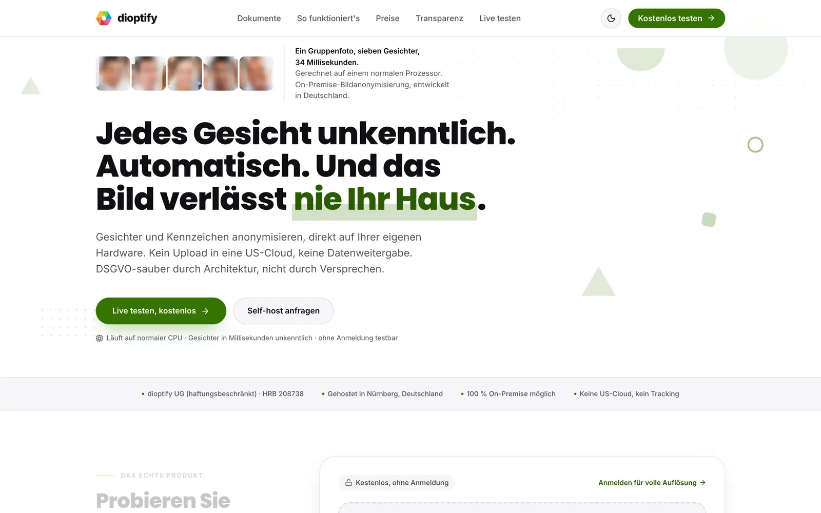 Startseite von dioptify.com